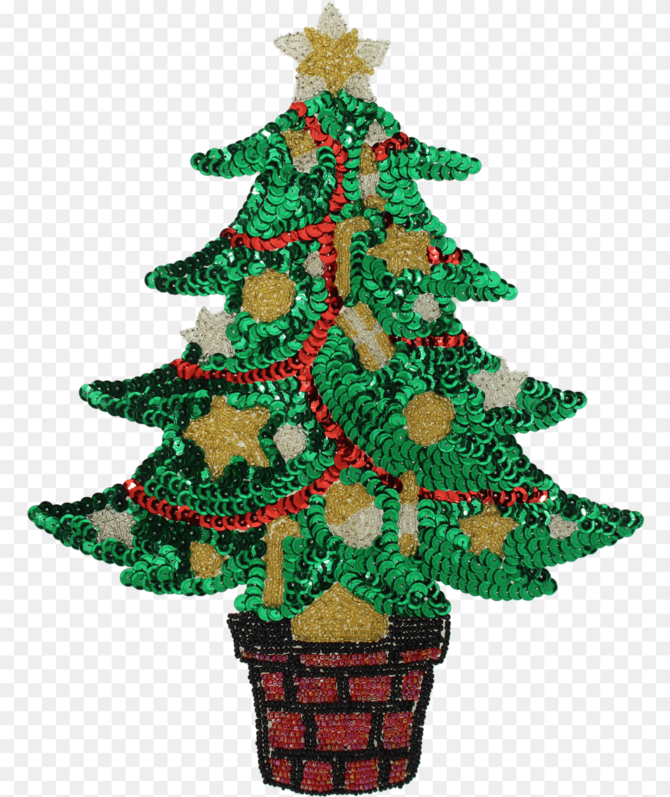 Sequin Beaded Applique Christmas, Christmas Decorations, Festival, Christmas Tree, Adult Free Png