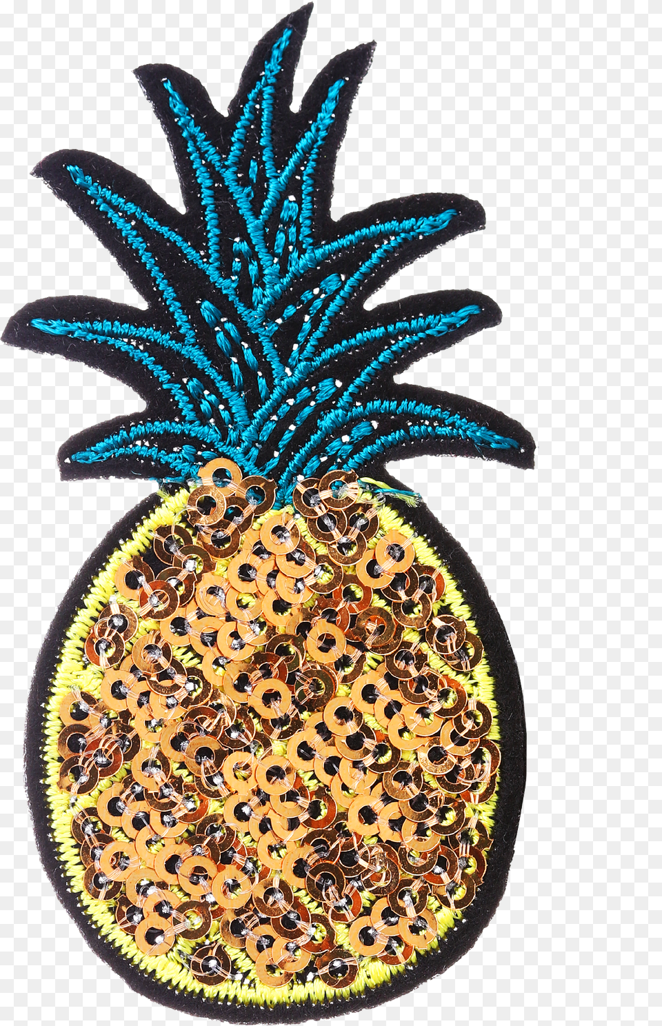 Sequins Golden Pineapple Patch Regnbue Ananas, Food, Fruit, Plant, Produce Png Image