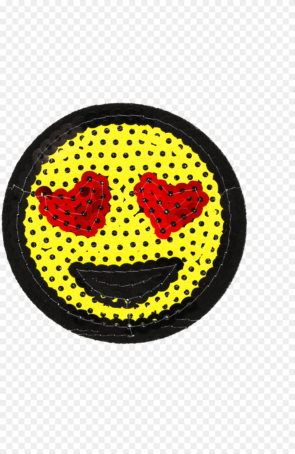 Sequins Smiley Face With Heart Shape Eyes Patch Golden Tiger Logo, Home Decor, Applique, Pattern, Accessories Png