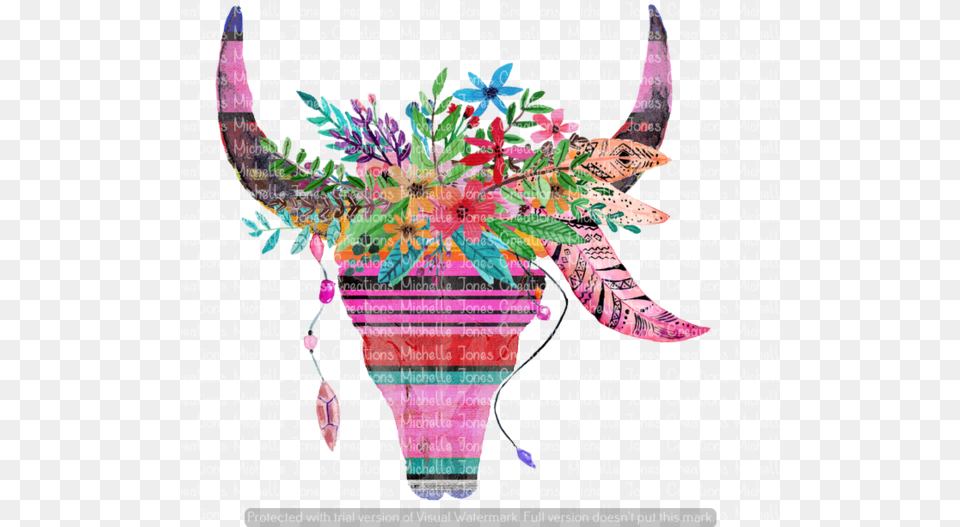 Serape Bull Skull Cow Skull And Flowers Svg, Advertisement, Poster, Graphics, Art Free Png