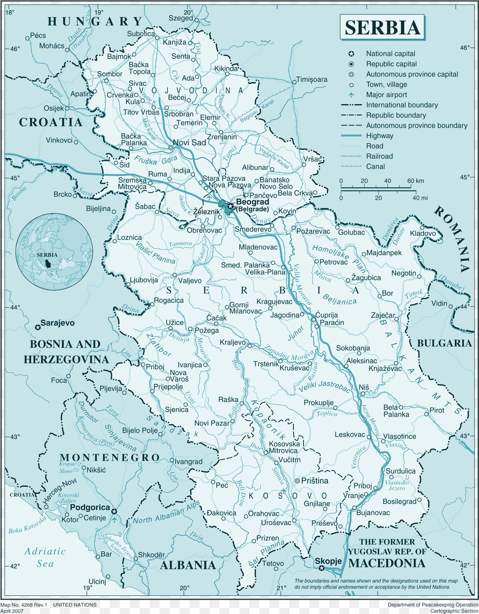 Serbia Large Map Map Of Serbia, Atlas, Chart, Diagram, Plot Png