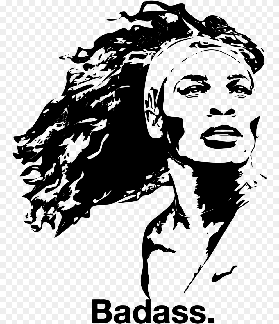 Serena Badass Serena Williams Stencil, Gray Png