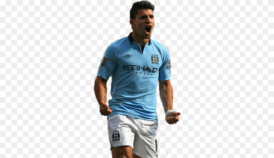 Sergio Aguero Football Man, Shirt, Clothing, Face, Head Png Image