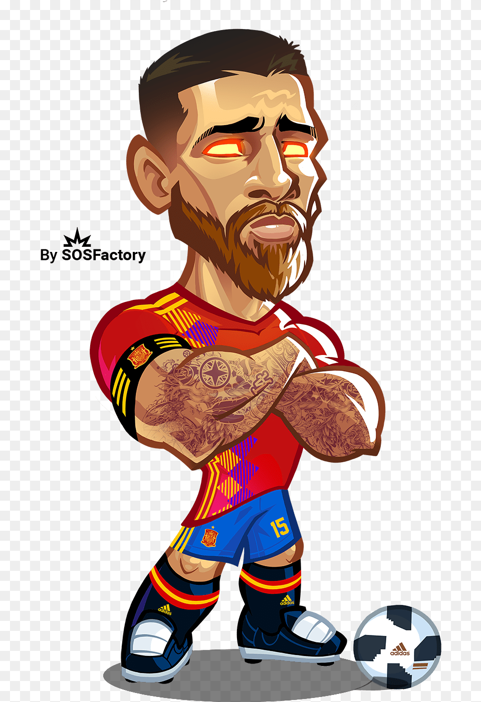 Sergio Ramos Caricature, Ball, Football, Soccer, Soccer Ball Free Transparent Png
