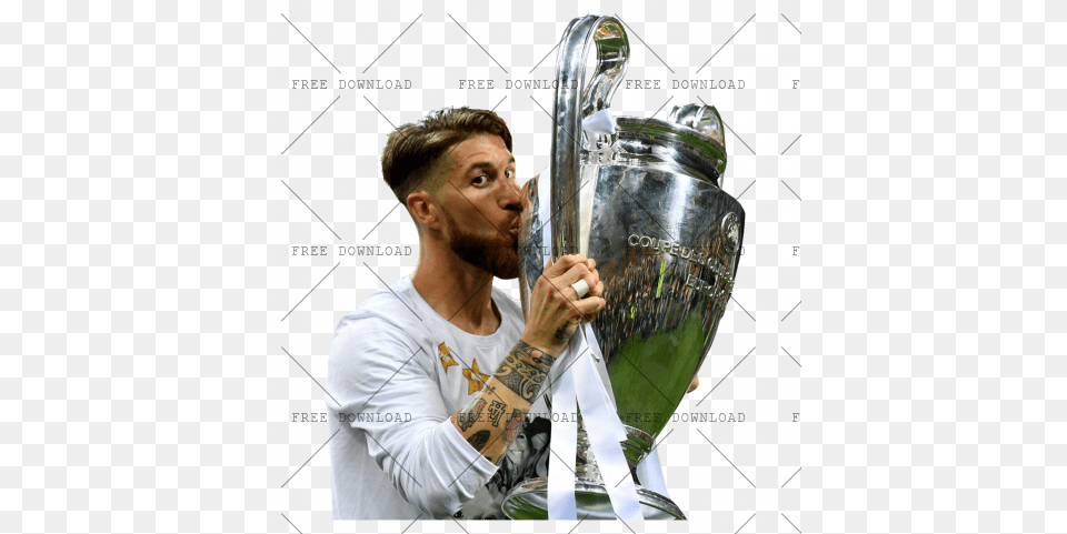 Sergio Ramos Ek Image With Transparent Background Sergio Ramos Lifting Champions League, Adult, Male, Man, Person Free Png Download