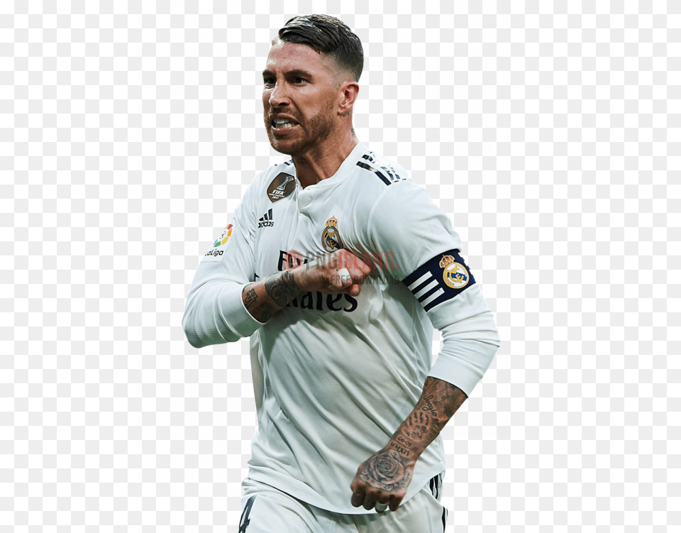 Sergio Ramos With Background Photo World Team Of The Decade Football, Tattoo, Body Part, Skin, Person Png Image