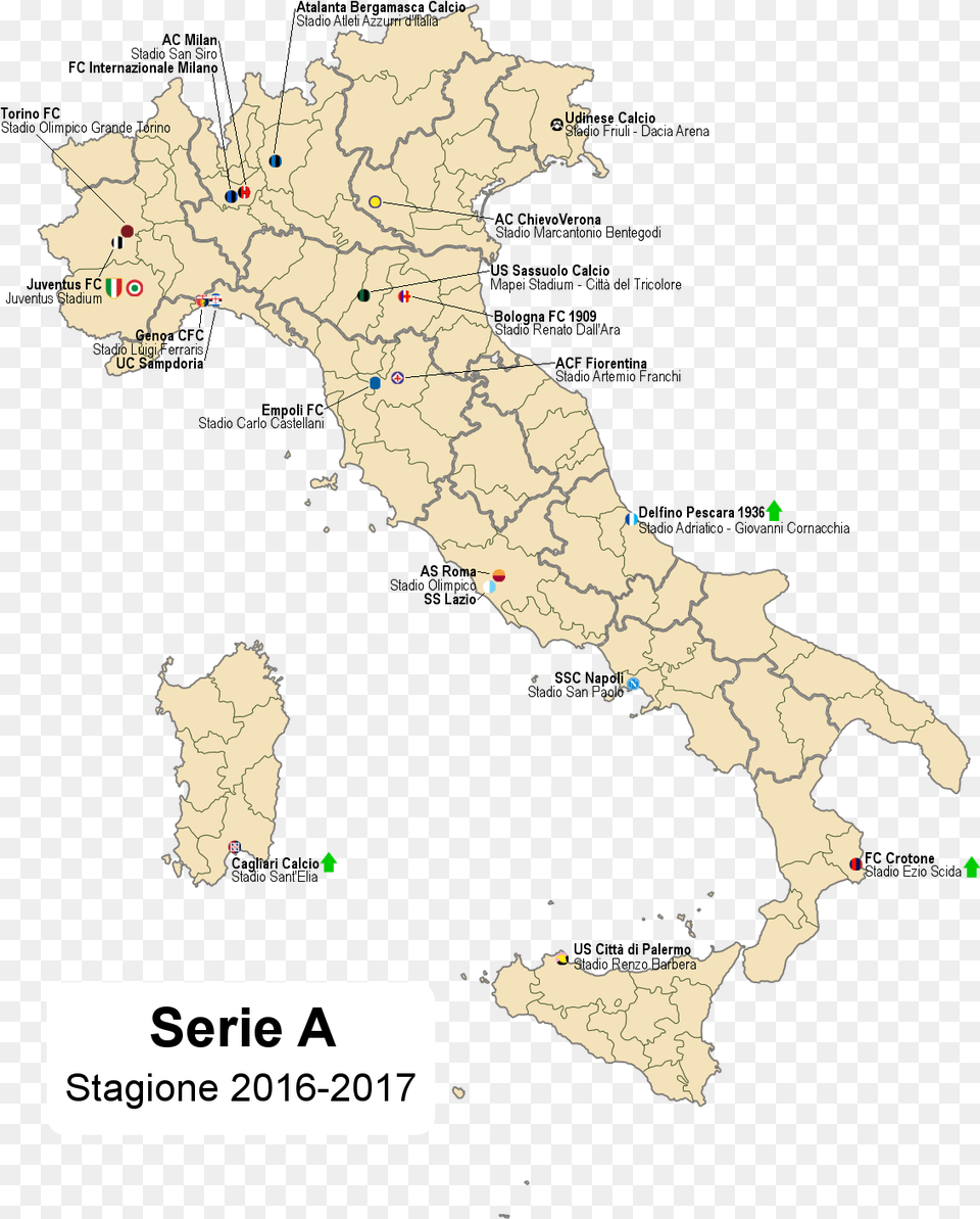 Serie A 2016 17 Italy Map By North East, Nature, Chart, Plot, Land Free Png