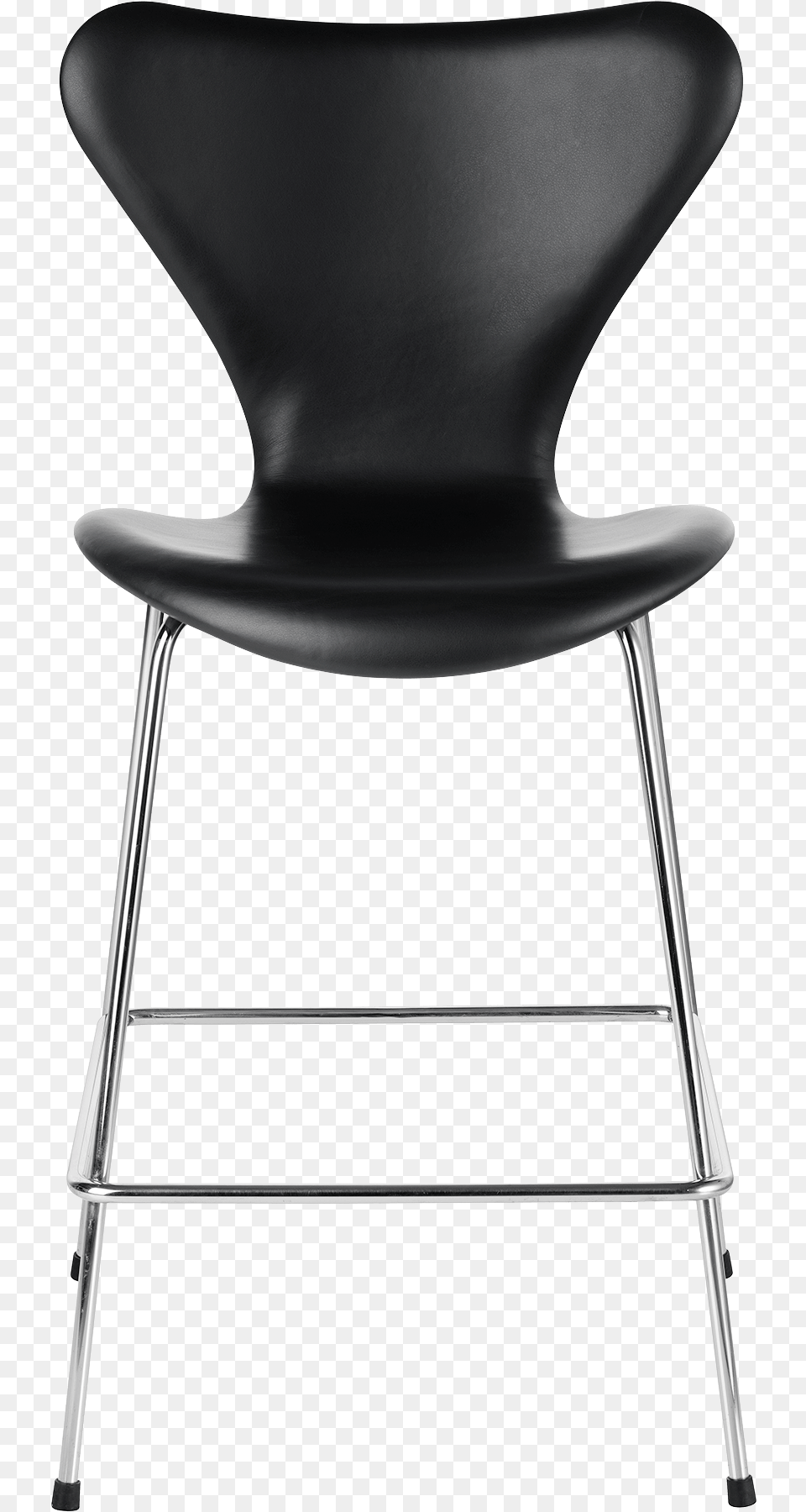 Series 7 Barstool Fully Upholstered Black Leather Fritz Hansen, Chair, Furniture Png Image