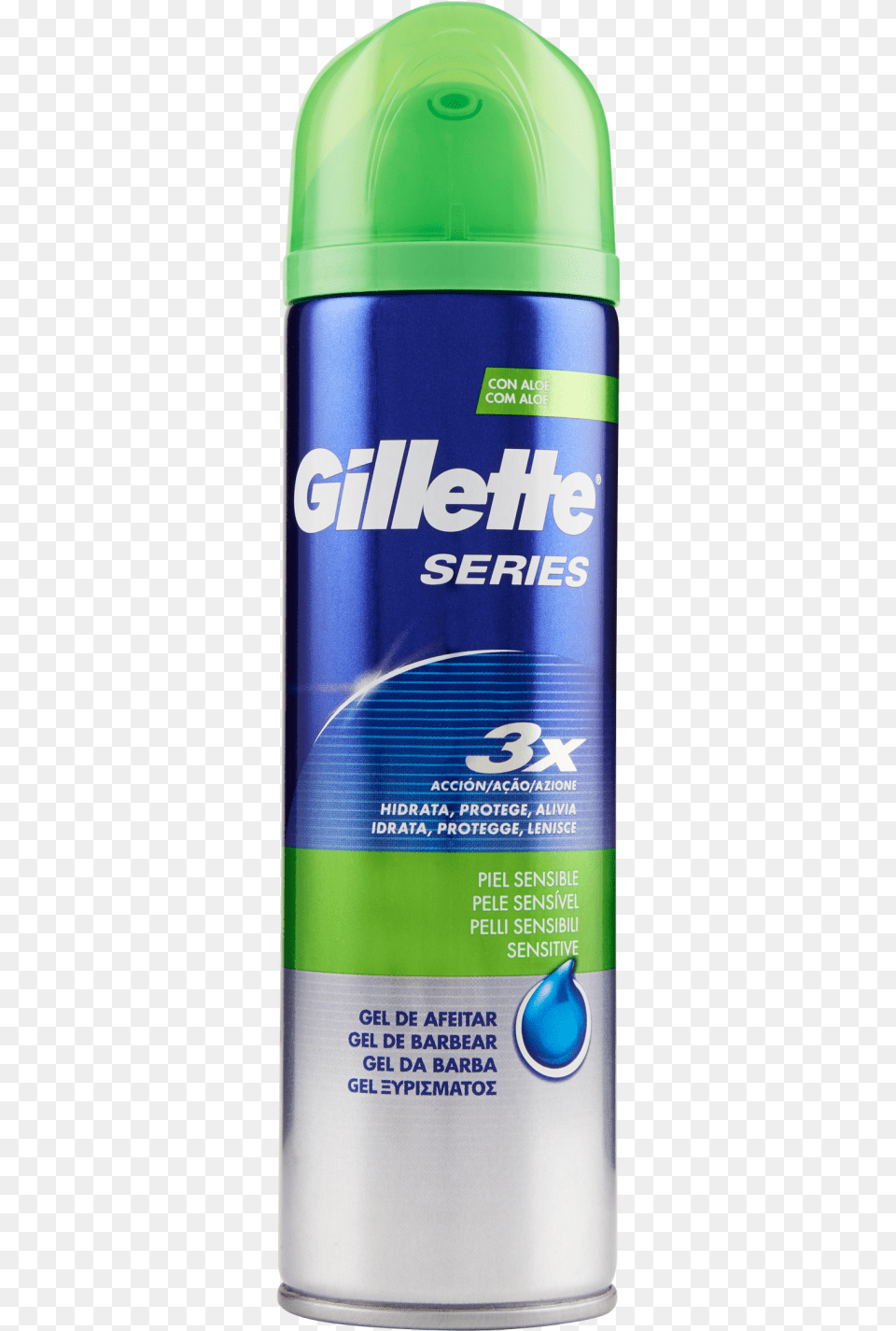Series Gel Barba Aloe Pelli Sensibili Gillette Series Gel 200 Ml Pelli Sensibili, Cosmetics, Deodorant, Can, Tin Png