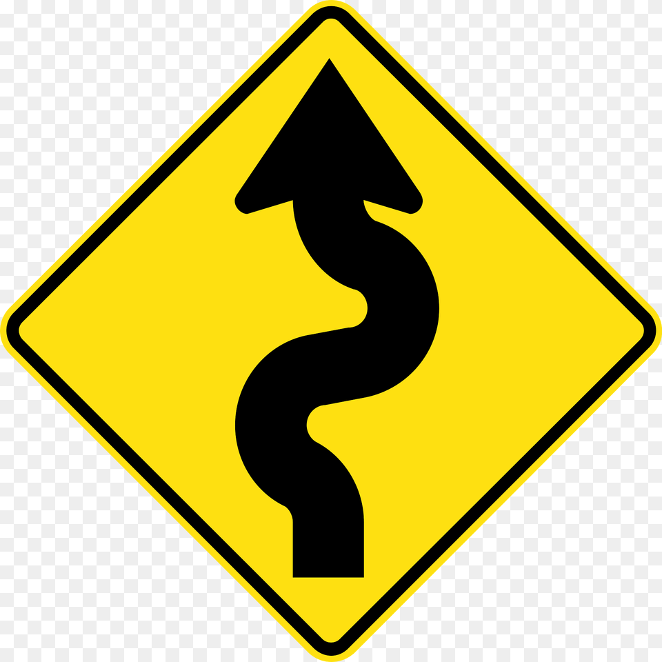 Series Of Curves Ahead Sign In Australia Clipart, Symbol, Road Sign Free Transparent Png