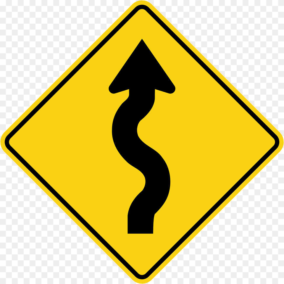 Series Of Curves Ahead Sign In Ontario Clipart, Symbol, Road Sign Free Png