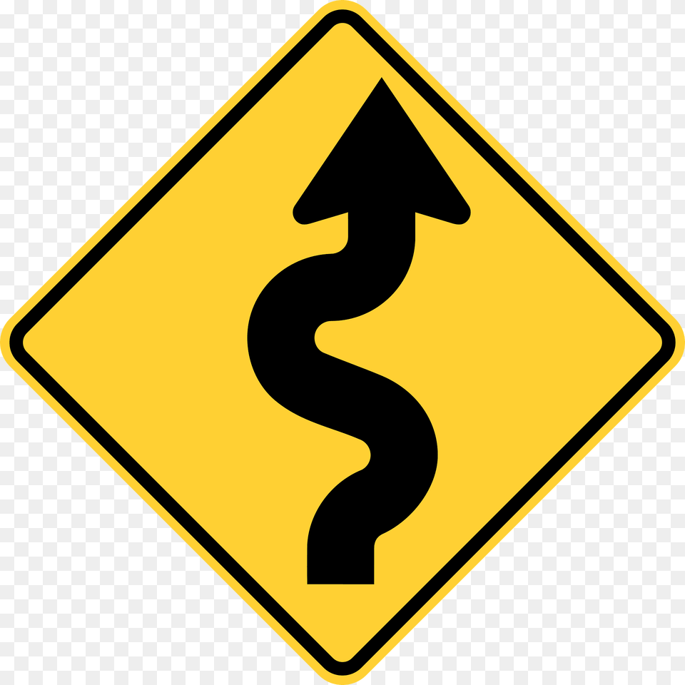 Series Of Curves Ahead Sign In United States Clipart, Symbol, Road Sign Free Png