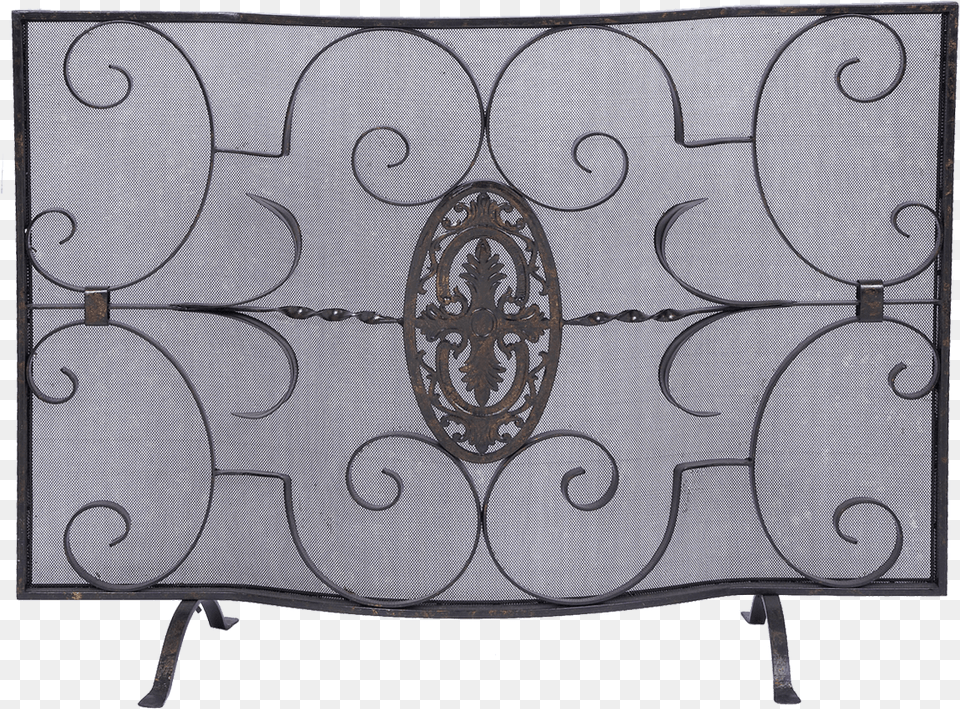 Serpentine Medallion Scroll Metal Decorative Fireplace Sofa Tables, Fire Screen Free Png