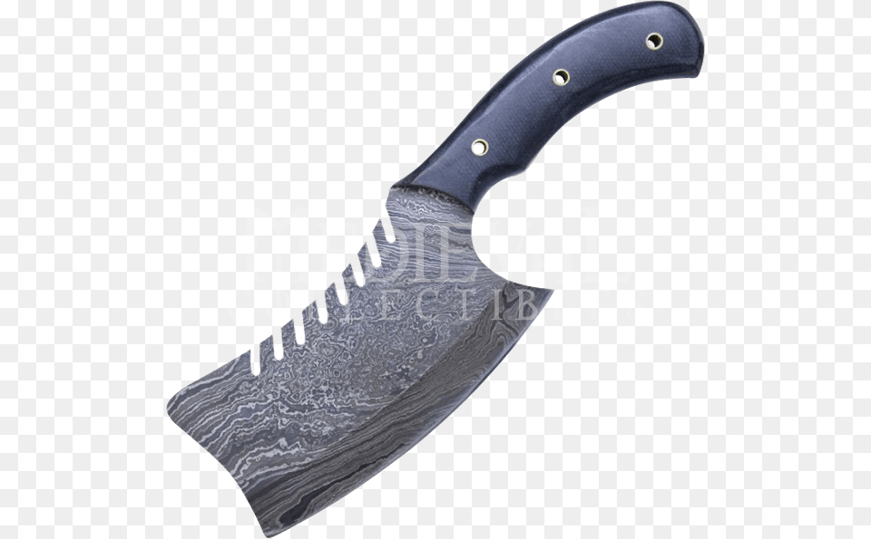 Serrated Damascus Steel Cleaver Knife Cleaver, Blade, Dagger, Weapon Free Png Download