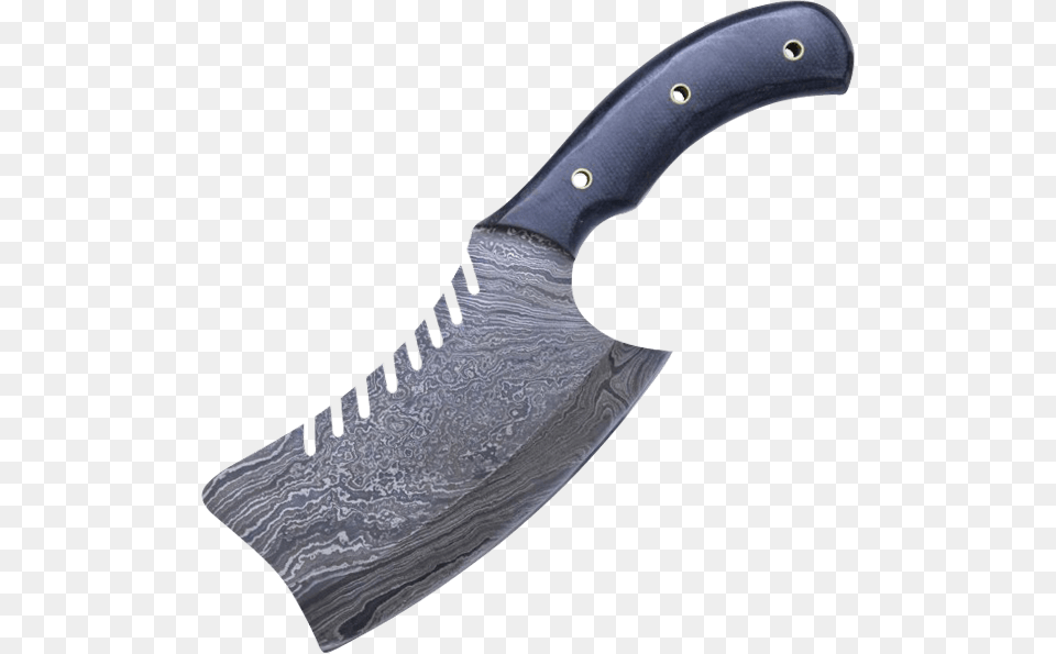 Serrated Damascus Steel Cleaver Knife Damascus Steel Cleaver, Blade, Dagger, Weapon Free Png
