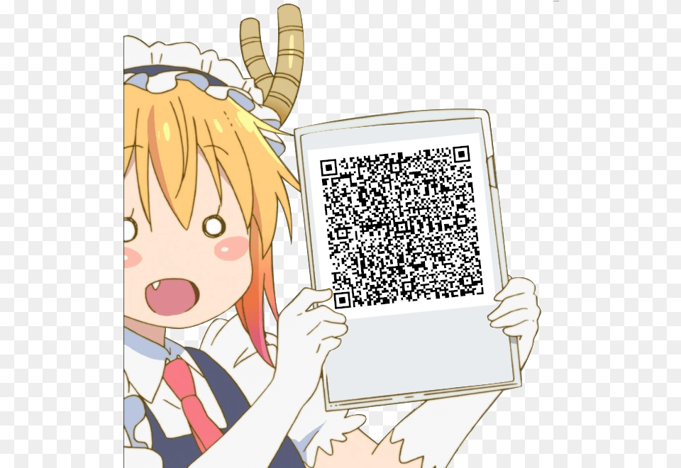 Server Today Anime Loli Holding A Sign, Book, Comics, Publication, Qr Code Png Image