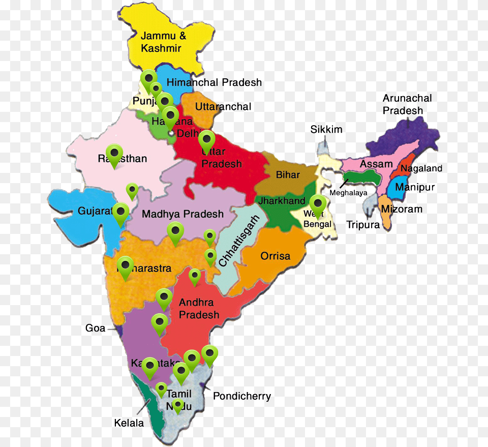 Service Center India Map 29 States Name, Atlas, Chart, Diagram, Plot Free Png Download