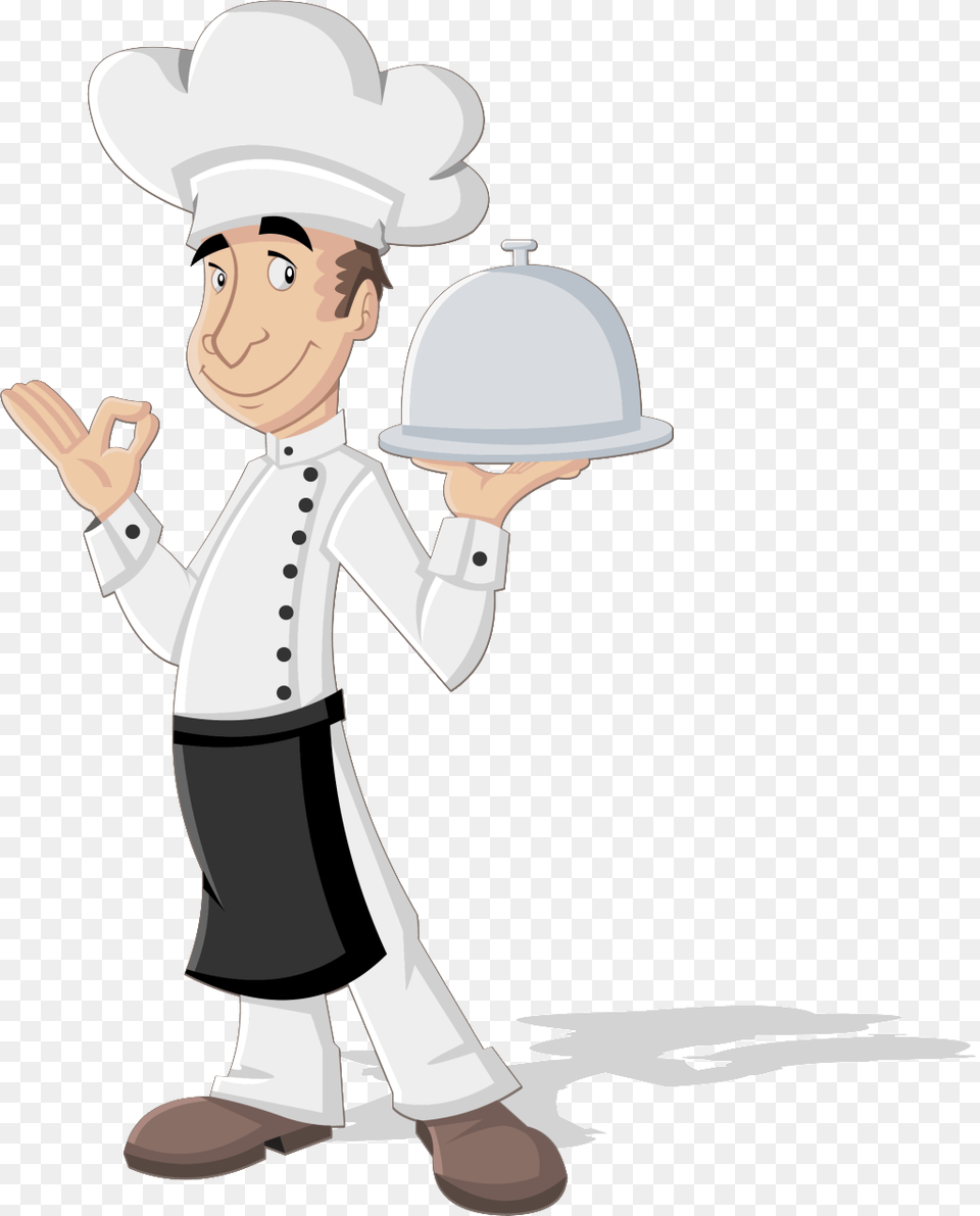 Serving Waiter Catering Industry Chef Cartoon Background Cartoon Chef Cooking, Clothing, Hat, Baby, Person Free Png Download