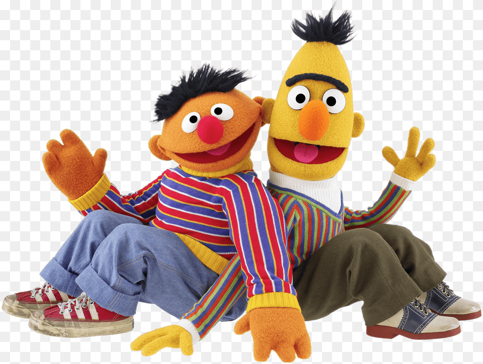 Sesame Street Background Clip Art Black And White Bert And Ernie, Plush, Toy, Clothing, Footwear Png