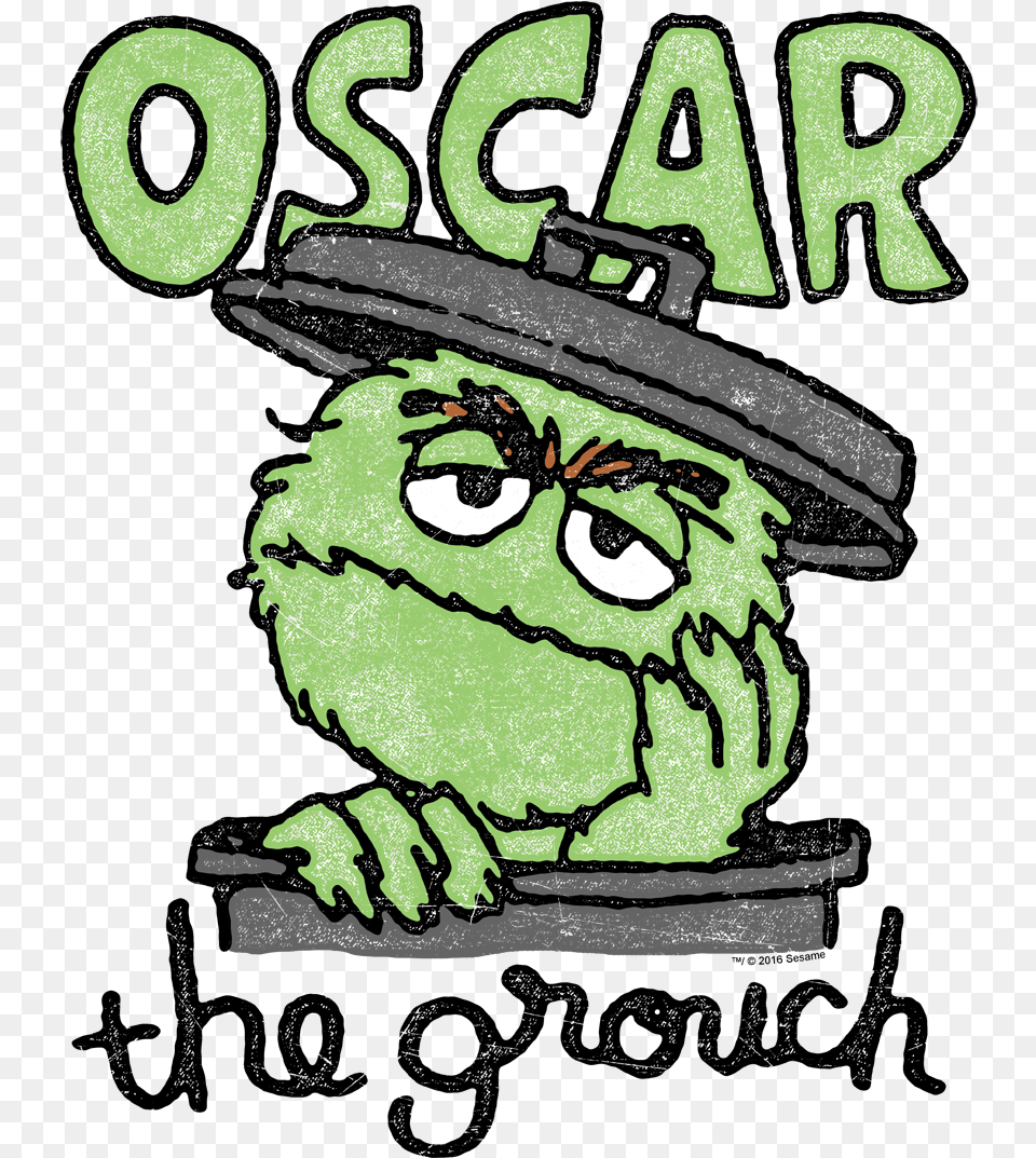 Sesame Street Canned Grouch Menu0027s V Neck Tshirt Oscar The Grouch Logo, Green, Baby, Person, Face Free Png Download