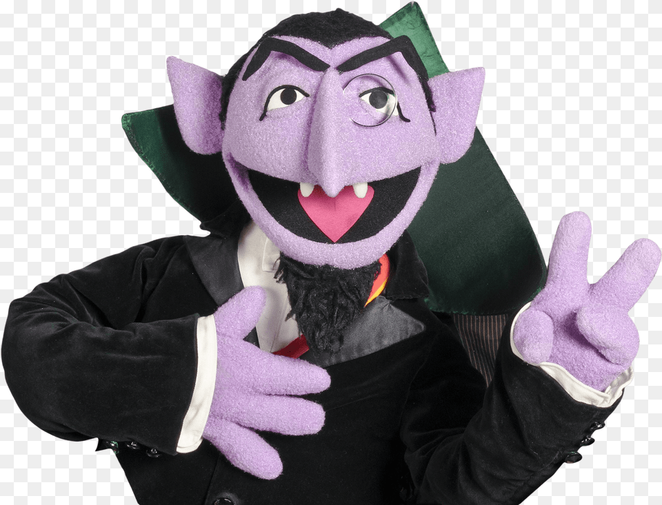 Sesame Street Count Von Count Peace Sign Count Sesame Street, Clothing, Glove, Baby, Person Png
