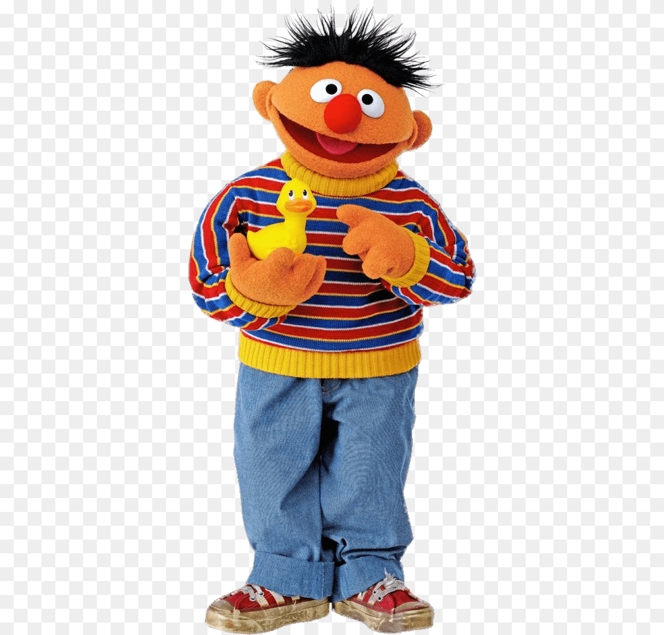Sesame Street Ernie With Duck Bert Amp Ernie, Teddy Bear, Toy, Clothing, Jeans Free Png Download