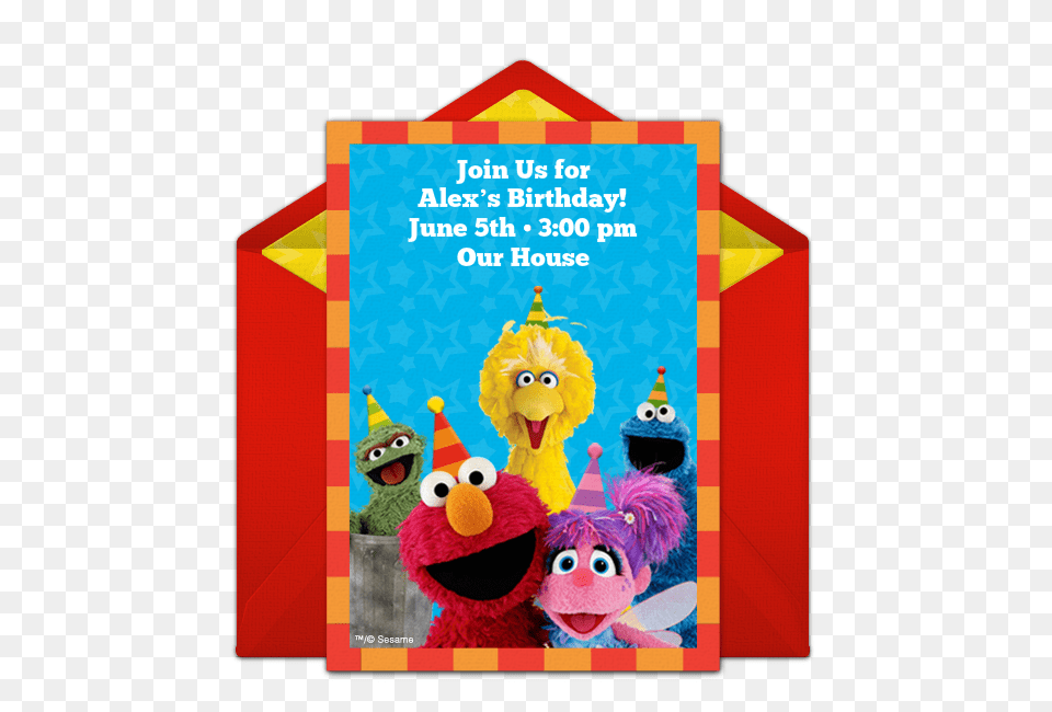 Sesame Street Party Online Invitation, Advertisement, Envelope, Greeting Card, Mail Png Image