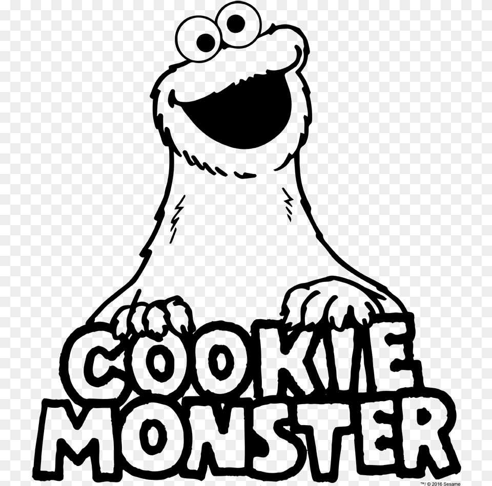 Sesame Street Vintage Cookie Monster Kid S T Shirt Cookie Monster Clipart Black And White, Gray Free Transparent Png
