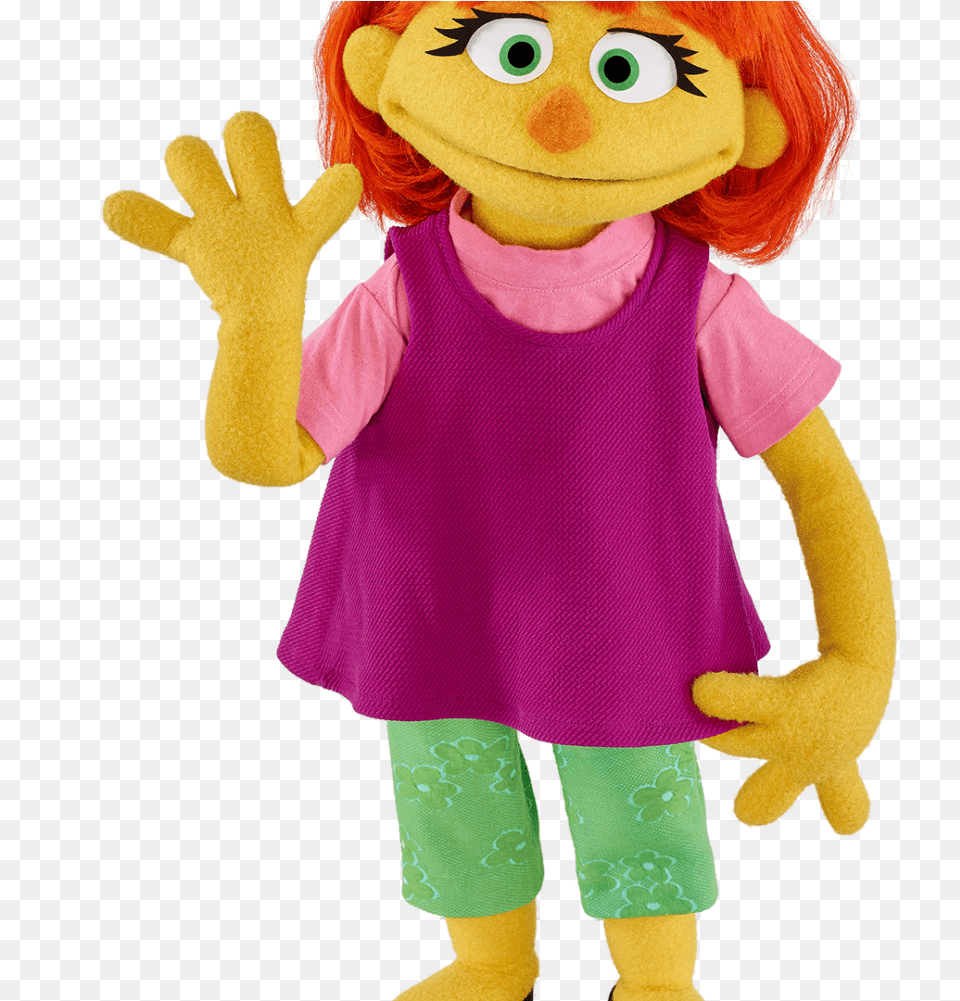 Sesame Workshop Introduces Sesame Street39s New Character Sesame Street Julia Face, Clothing, Glove, Baby, Person Png Image
