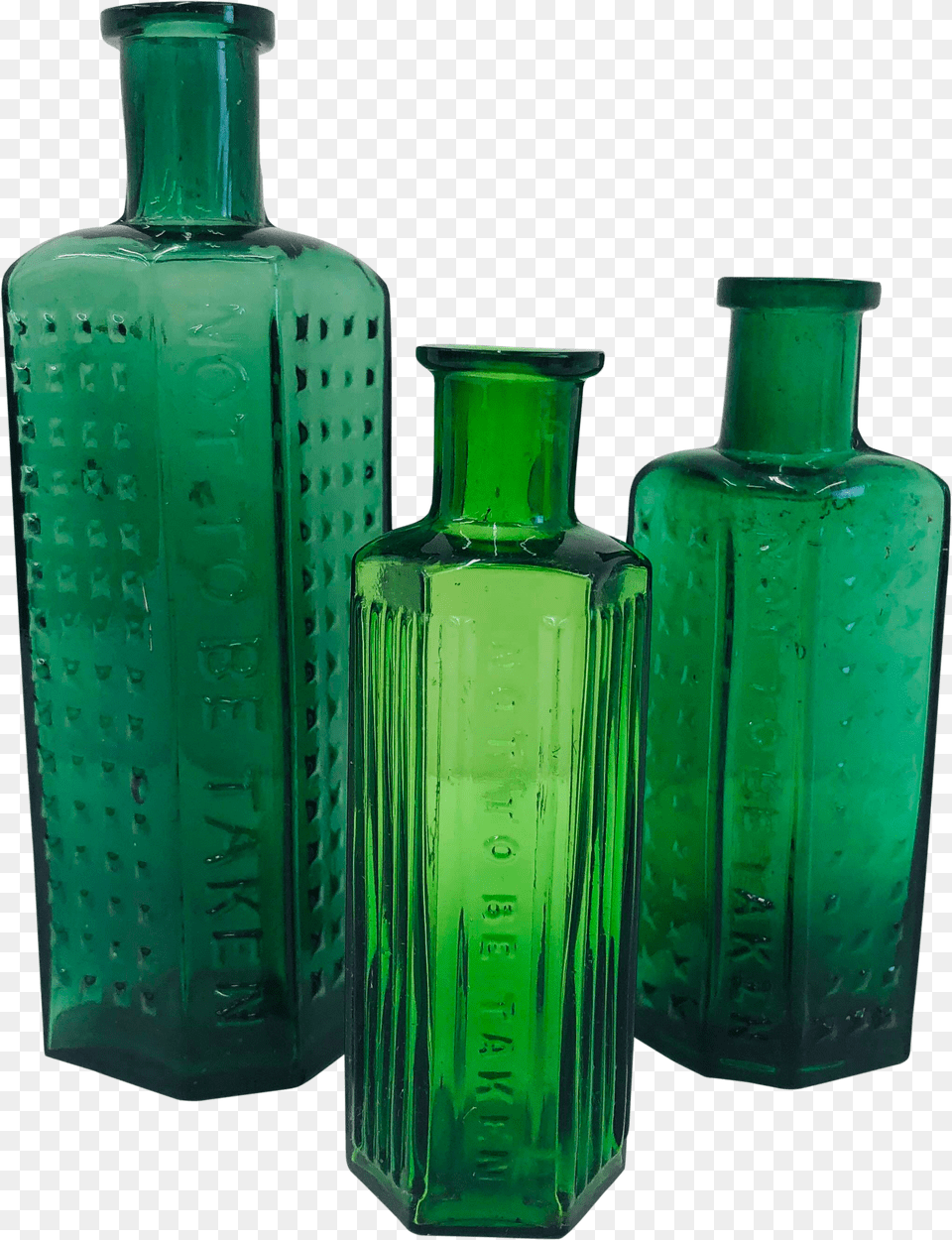 Set Antique Green Glass Poison Jars Antique Green Glass Bottle, Lunch, Dish, Food, Platter Free Png Download