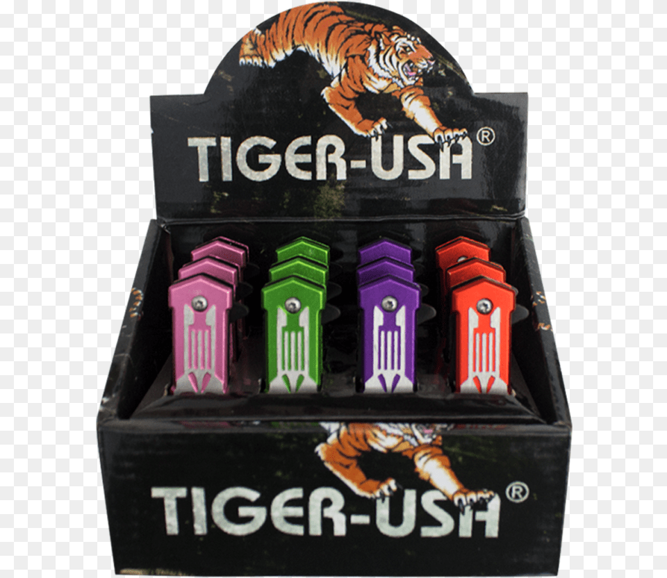 Set Of 12 Punisher Assorted Color Trigger Action Knives Box, Animal, Mammal, Tiger, Wildlife Png Image