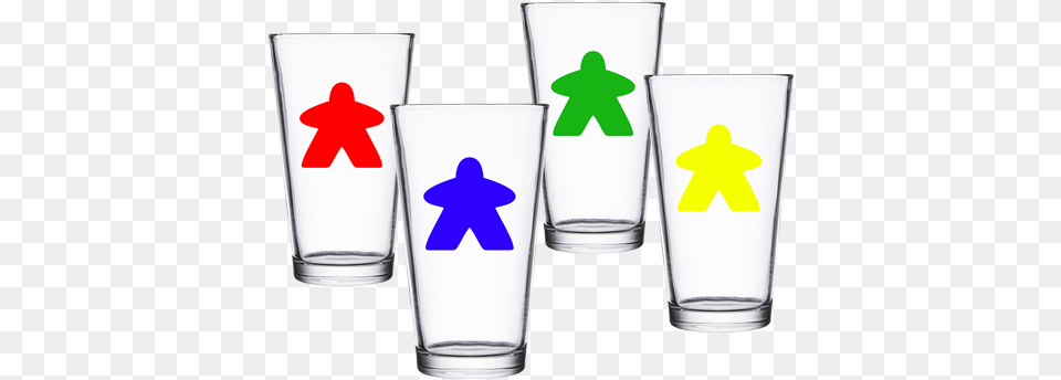 Set Of 4 Meeple Pint Glasses Kansas Seal Pint Glass Png Image