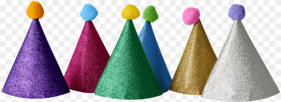 Set Of 6 Glitter Party Hats With Pom By Rice Dk Party Hat, Clothing, Party Hat, Cone Free Png Download