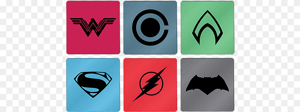 Set Of 6 Justice League Superman Batman Wonder Woman Superman Logo, Symbol Free Png Download