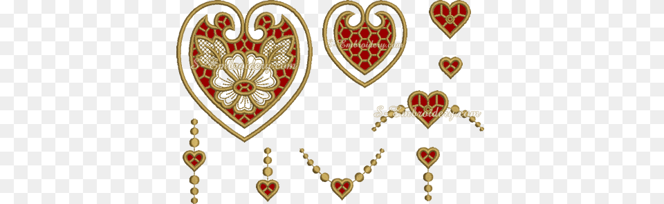 Set Of 9 Cutwork Lace Heart Machine Embroideries Cutwork, Accessories, Earring, Jewelry, Pattern Free Png Download