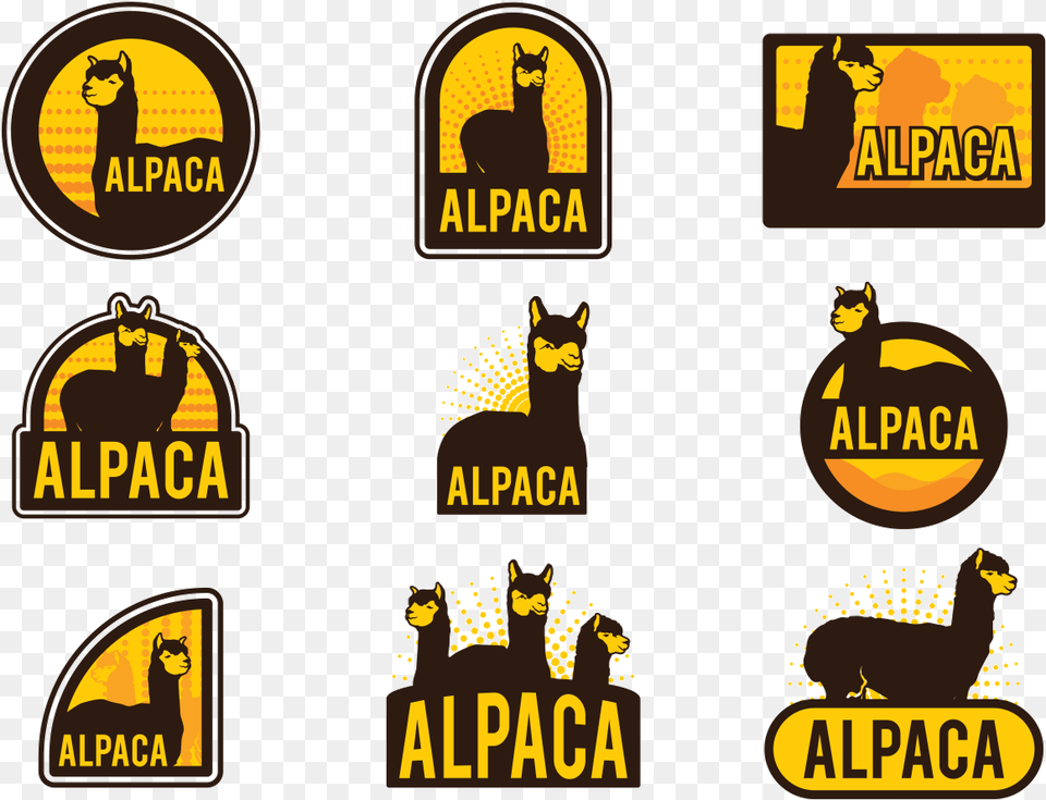 Set Of Alpaca Vector Label On Background, Logo, Mammal, Animal, Cat Free Transparent Png