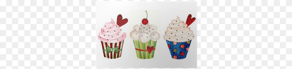 Set Of Cupcake Clipart Cupcake Watercolor, Cake, Cream, Dessert, Food Png Image