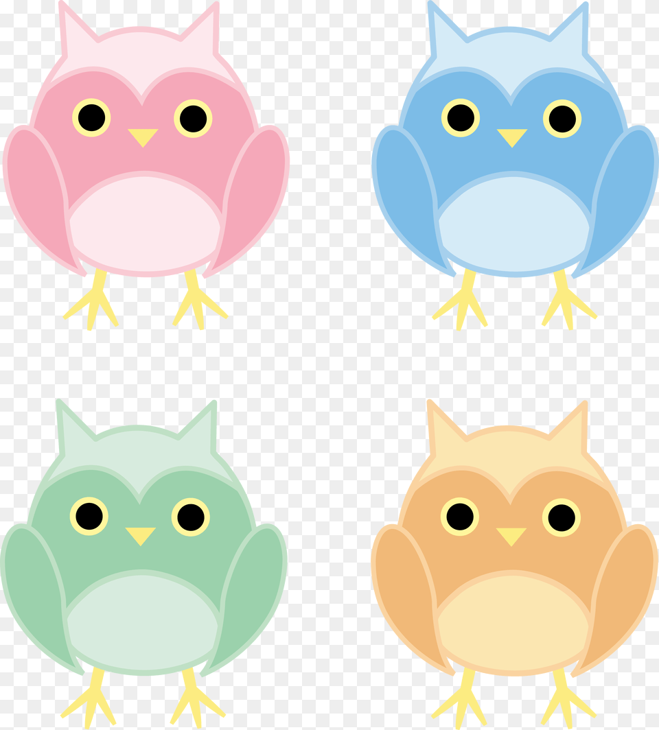 Set Of Four Cute Owls, Animal, Bird, Cream, Dessert Free Png Download