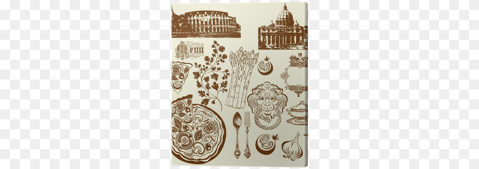 Set Of Italian Symbols Italian Symbols, Art, Cutlery, Doodle, Drawing Png