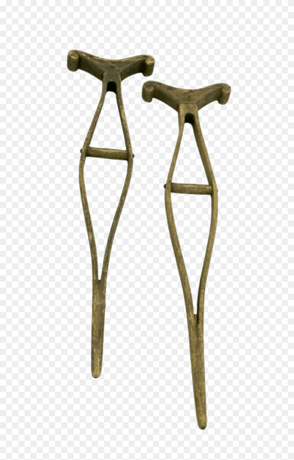 Set Of Old Wooden Crutches, Bronze, Cushion, Home Decor, Blade Free Png