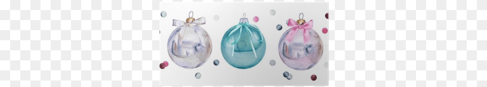 Set Of Watercolor Christmas Glass Balls With Bows And Christmas Day, Accessories, Jewelry, Locket, Pendant Png