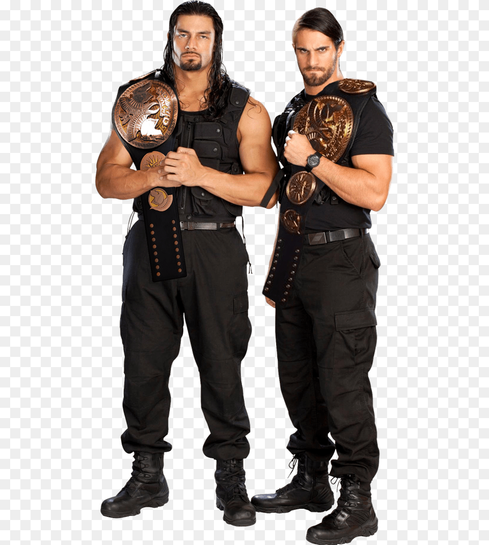 Seth Rollins Amp Roman Reigns Seth Rollins And Roman Reigns Champions, Accessories, Buckle, Person, Man Free Png Download