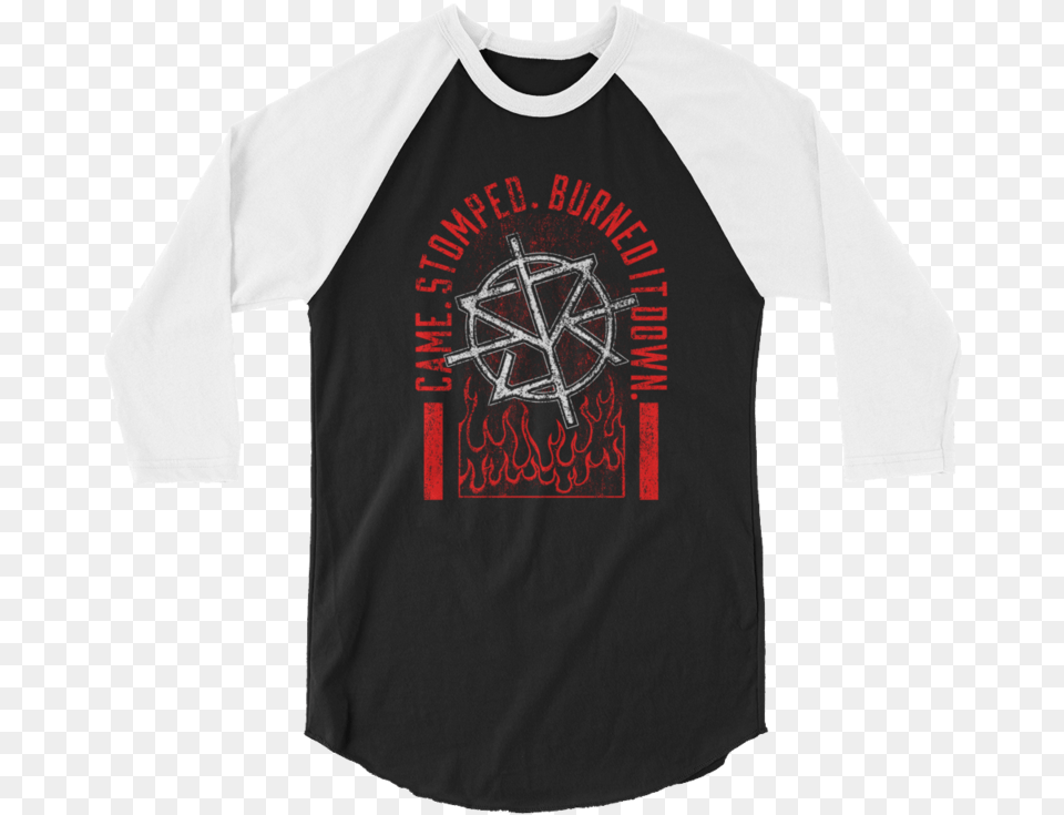 Seth Rollins Burned It Down Raglan T Shirt Wwe Us Cousin Crew Christmas Shirts, Clothing, Long Sleeve, Sleeve, T-shirt Png Image