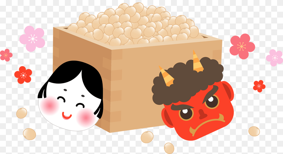 Setsubun Roasted Beans Clipart, Box, Cardboard, Carton, Face Free Transparent Png