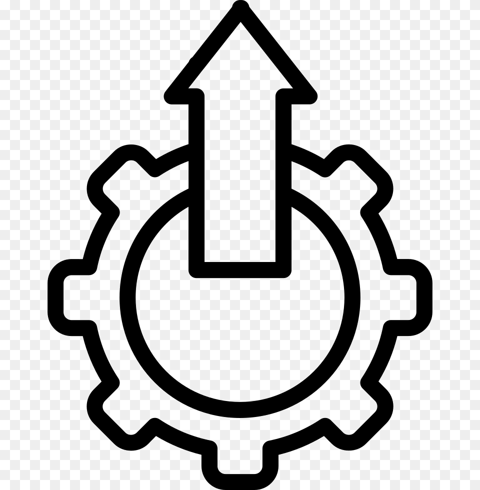 Settings Symbol With Up Arrow In A Circle Arrow Gear Up Icon, Ammunition, Grenade, Weapon, Machine Free Png