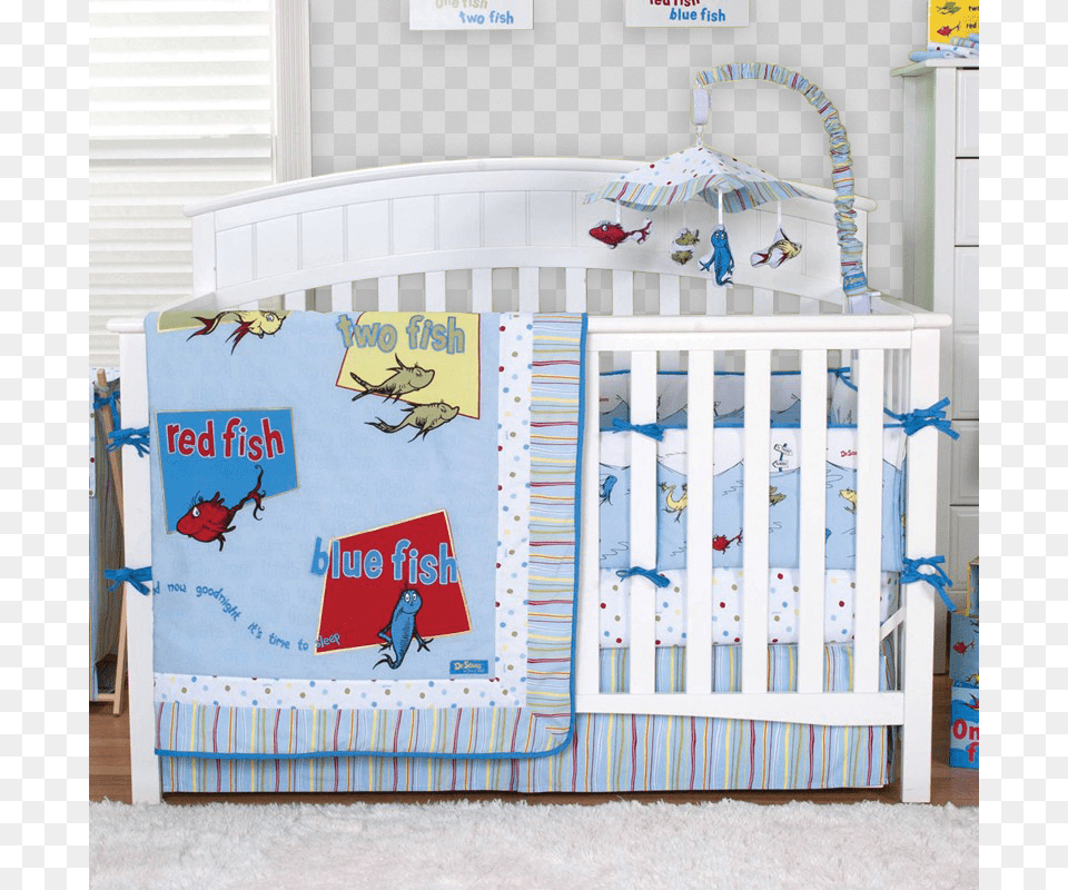 Seuss 1 Fish 2 Fish Collection Trend Lab Dr Seuss 4 Piece Crib Bedding Set, Furniture, Infant Bed Png