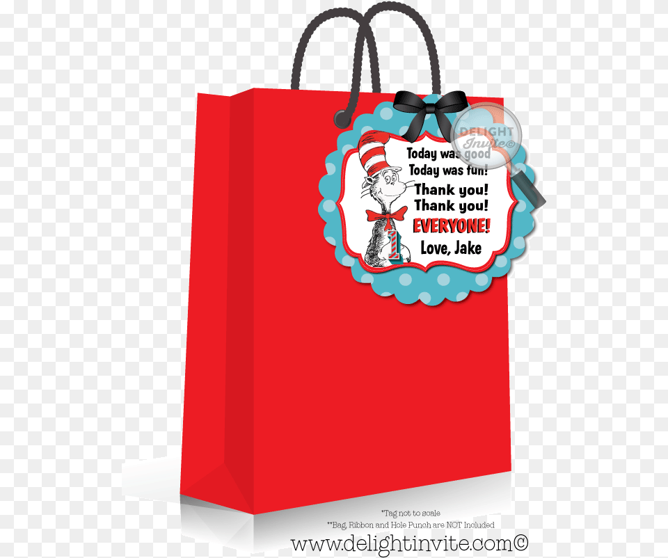 Seuss 1st Birthday Favor Tags Cat In The Hat, Bag, Shopping Bag, Dynamite, Weapon Free Transparent Png