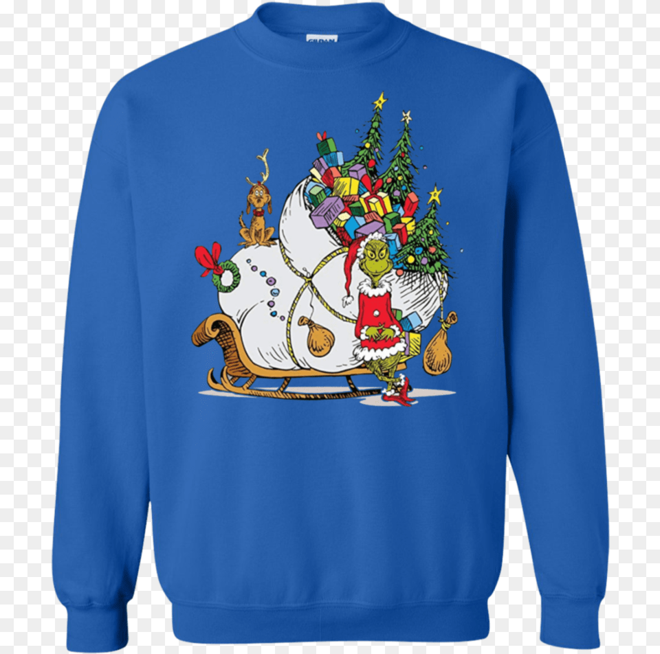 Seuss Grinch Sleigh Who Stole Christmas Sweatshirt You Wanna Go To War Balakay Christmas Sweater, Clothing, Knitwear, Hoodie, Adult Png Image