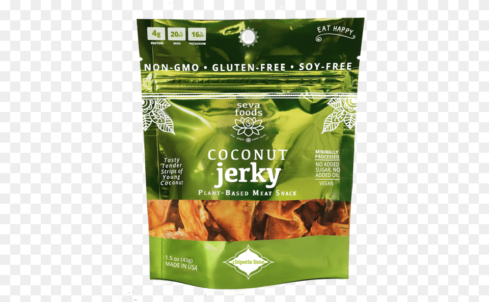 Seva Foods Coconut Jerky Chipotle Lime Seva Foods Space Ice Cream, Food, Snack, Produce Png