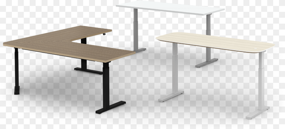 Seven Height Adjustable Desks Corner Of Desk, Furniture, Table, Wood, Dining Table Free Transparent Png